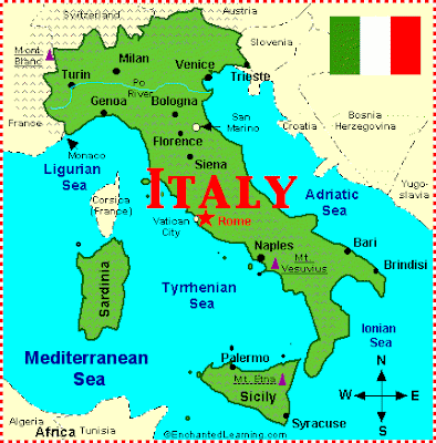 Map of Italy Country Area