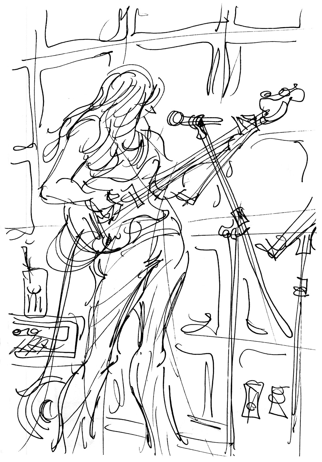 Guitar Playing Drawing