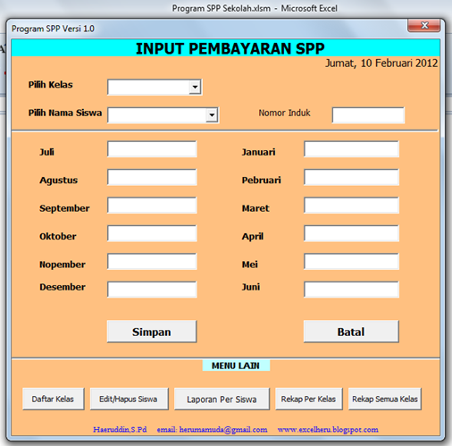 ExcelHeru Program Pembayaran SPP Sekolah