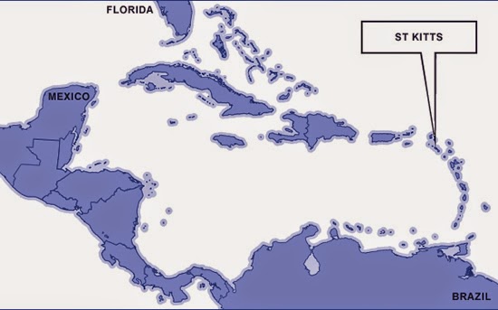 St Kitts on the map St Kitts on the map