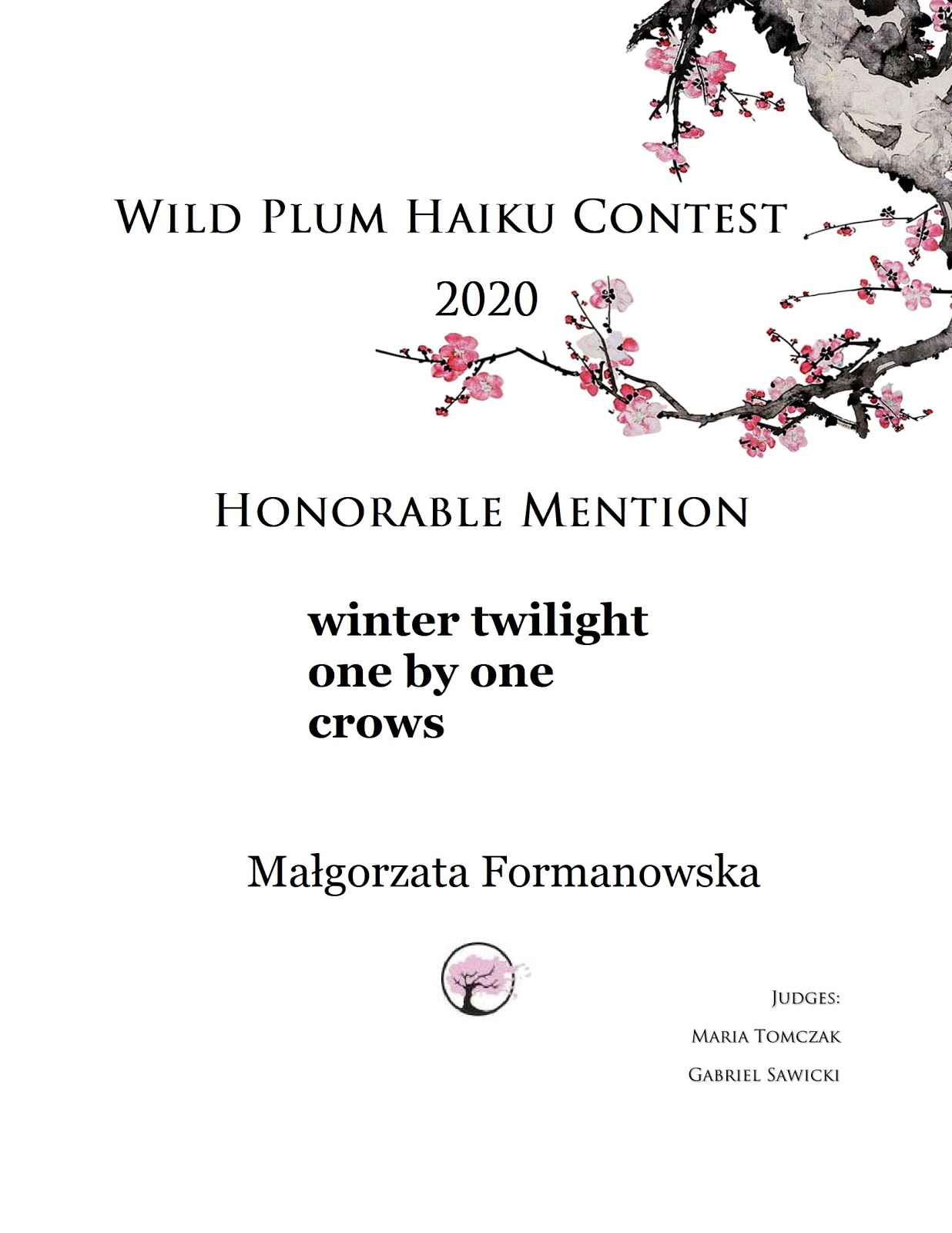Wild Plum Haiku Contest 2020: