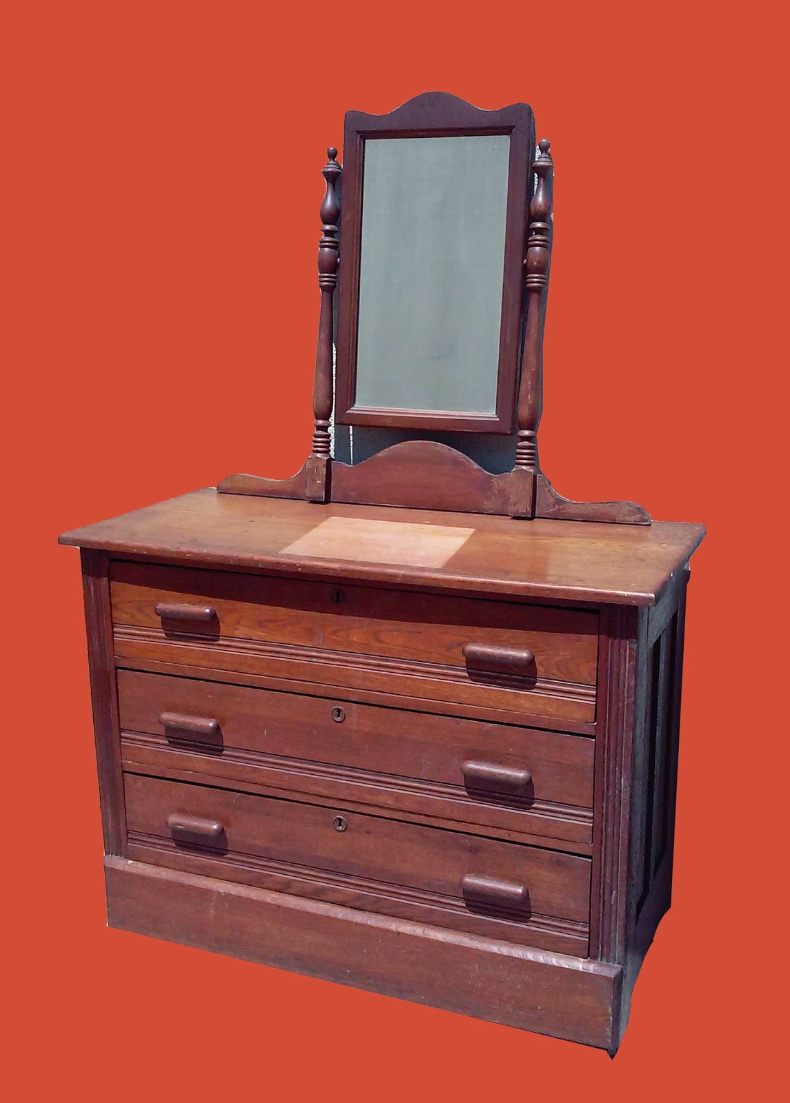 Uhuru Furniture & Collectibles Vintage Oak Small Dresser & Mirror