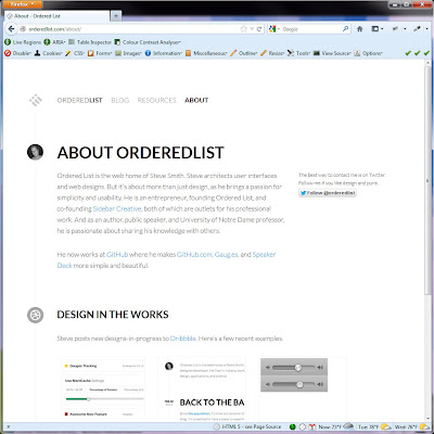 Screen shot of http://orderedlist.com/about/.