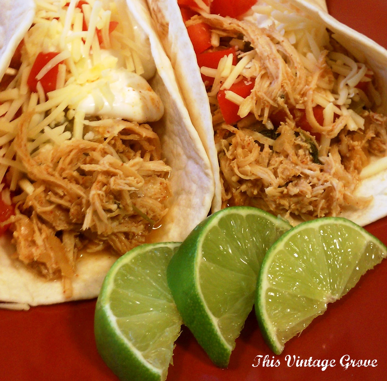 This Vintage Grove Crockpot Cilantro Lime Chicken Tacos