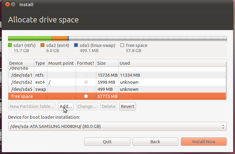 Linux Tutorials Allocate Drive Space for Ubuntu 11.04 (Natty Narwhal).