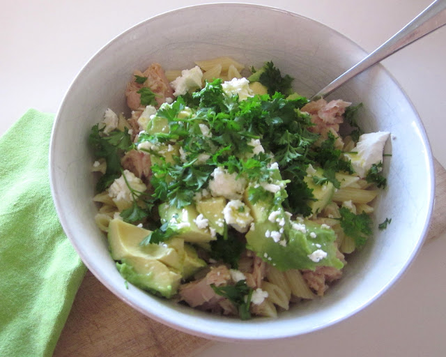 Tuna, Avocado, Danish Feta and Lemon Infused Olive Oil Pasta Desire
