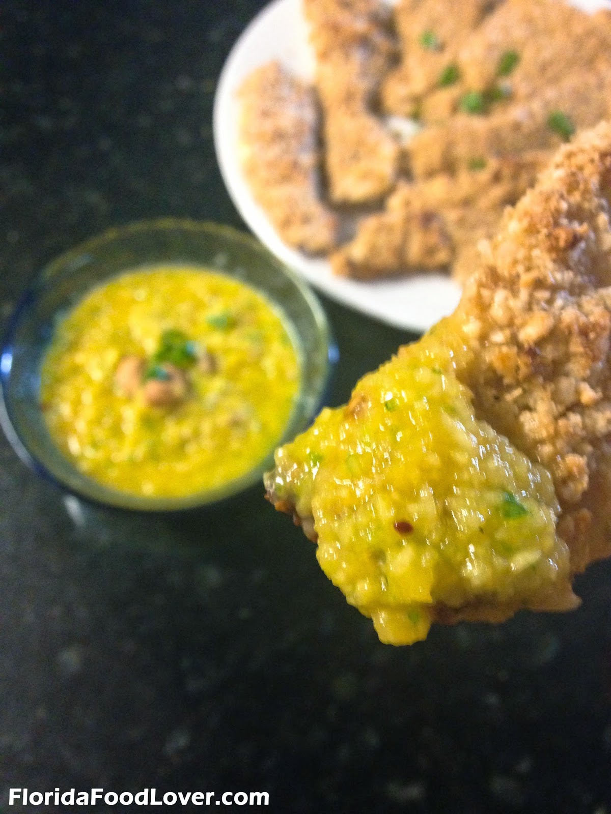 Florida Food Lover Coconut Cashew Chicken with Mango Dipping Sauce