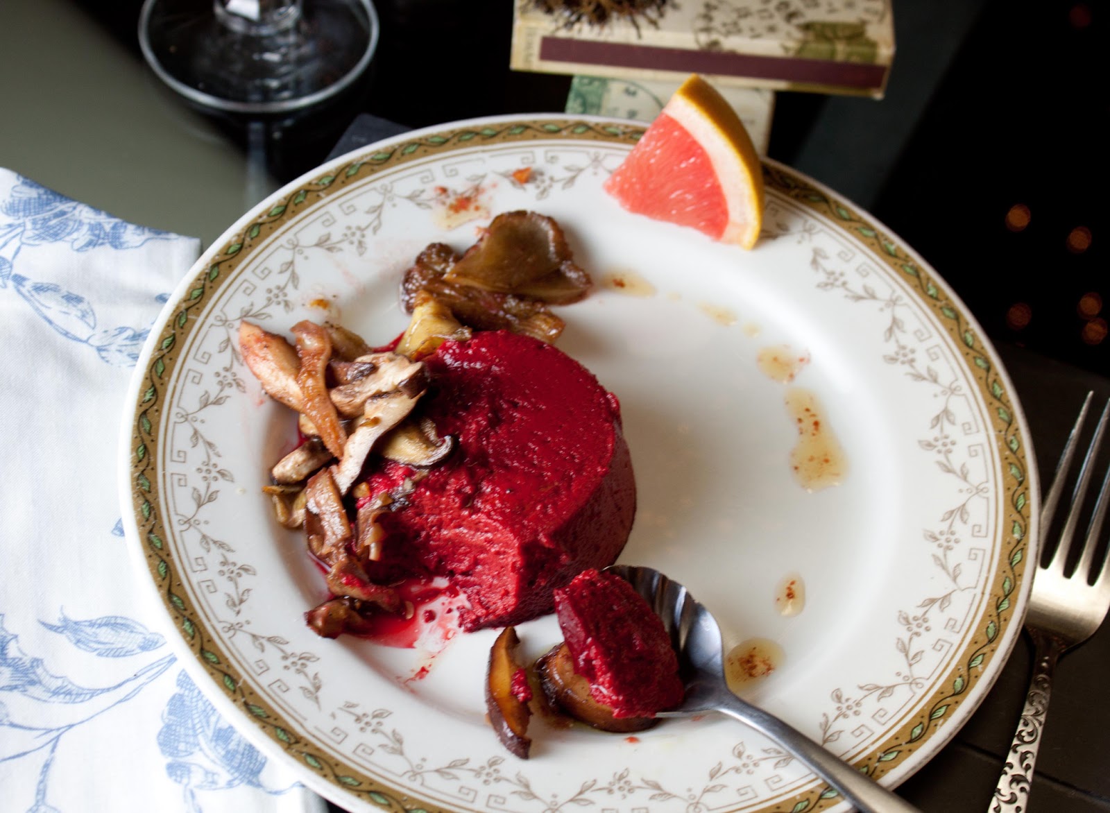 Fat and Happy Blog Beet Flan with Citrus Wild Mushrooms