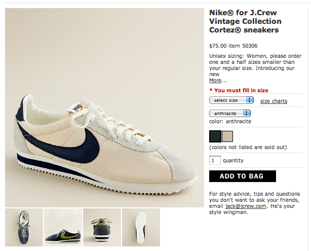 j crew vintage nikes