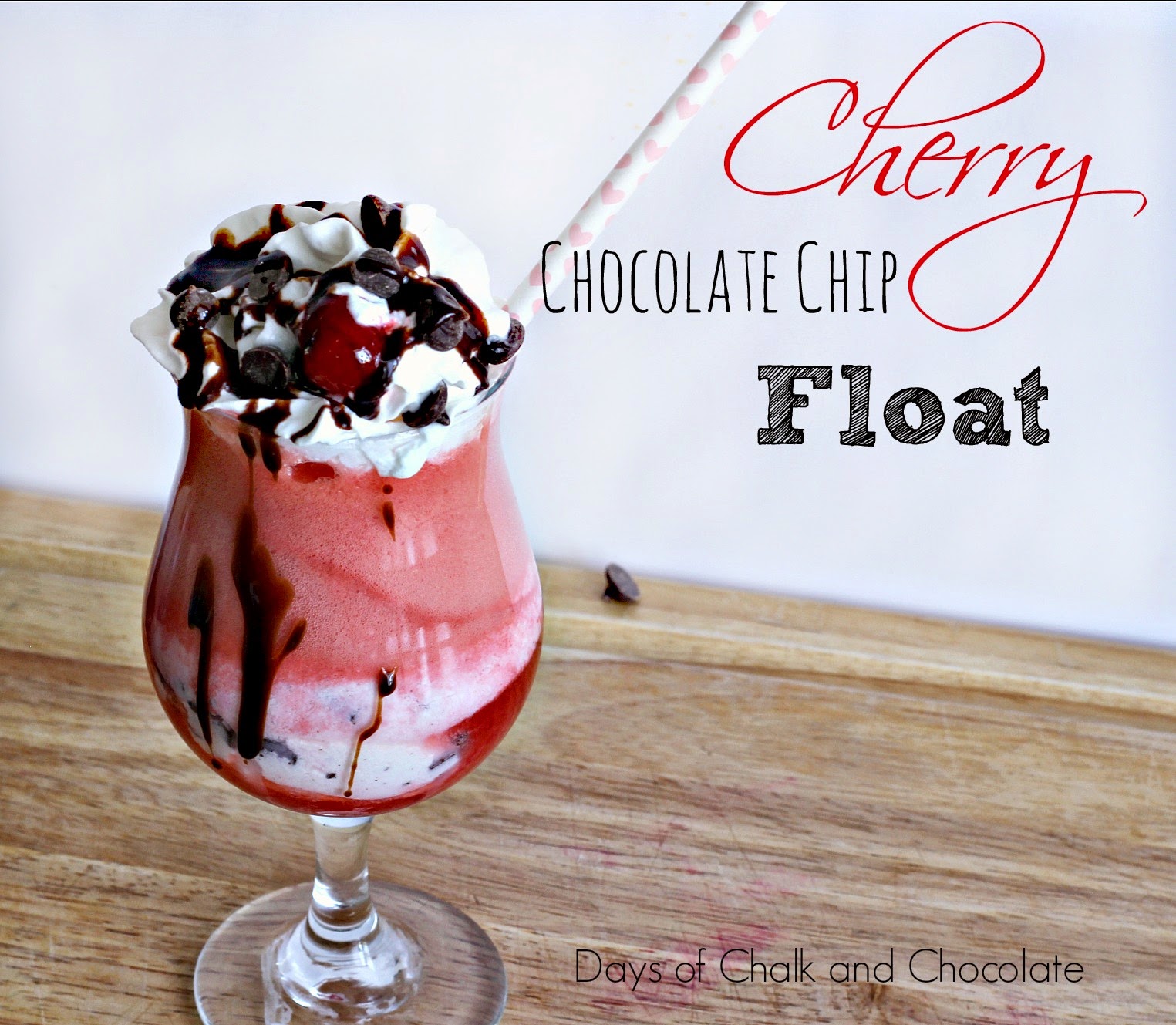 Cherry Chocolate Chip Ice Cream Float (Valentine's Day) Days of Chalk