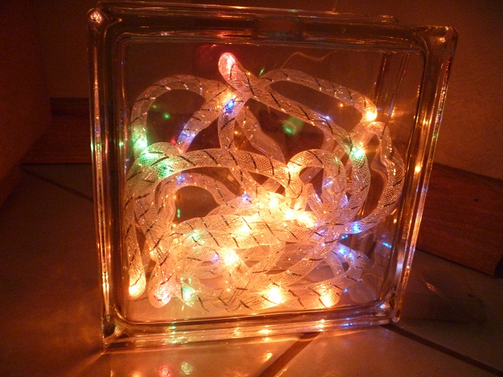 Artesanato X Luminaria com tijolo de vidro "NATAL"