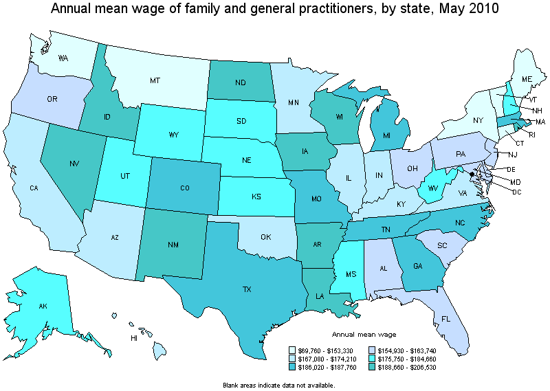 Family and General Practitioner Salaries by State