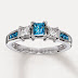 Aquamarine Diamond Pave Halo Engagement Ring Round Cut