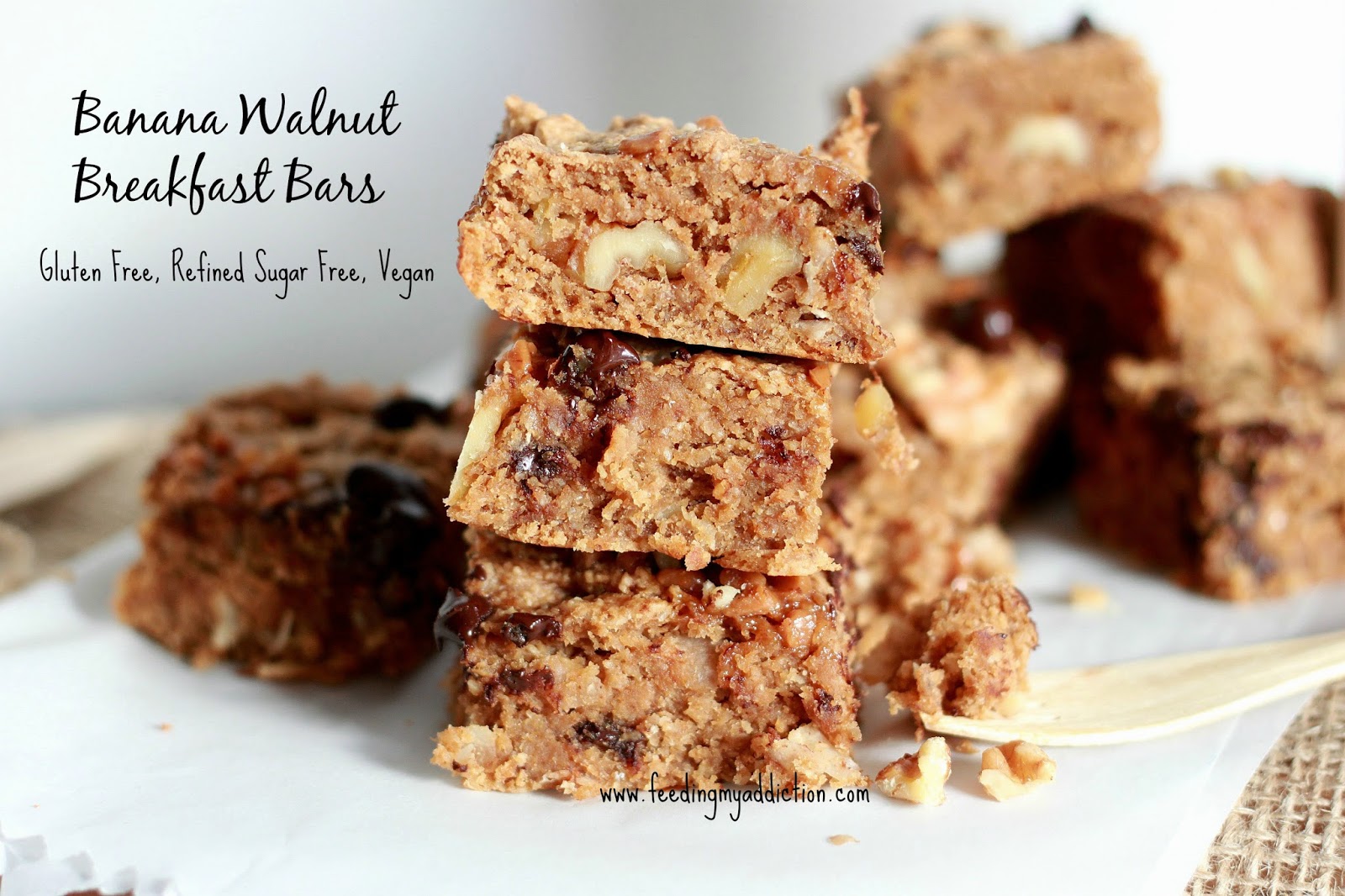 Feeding My Addiction Banana Walnut Breakfast Bars