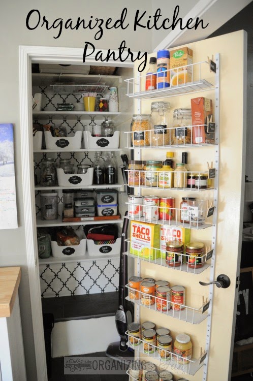 Inside the small walk-in kitchen pantry :: OrganizingMadeFun.com