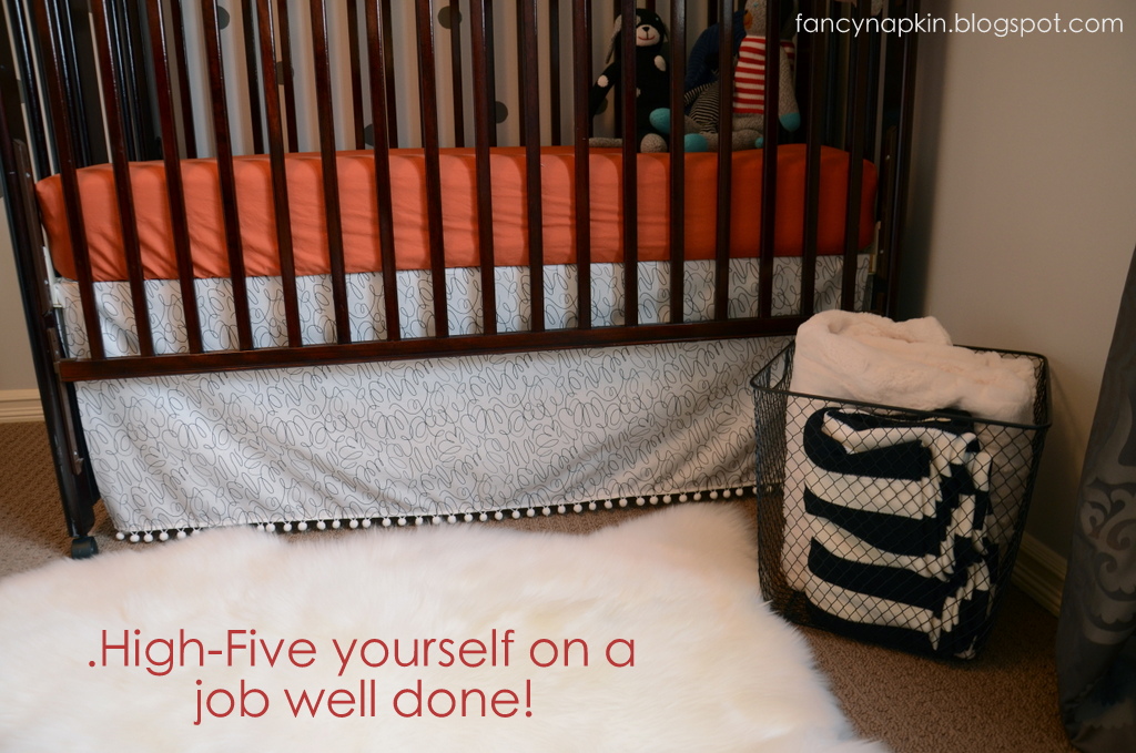 Fancy Napkin .diy pompom crib skirt tutorial.