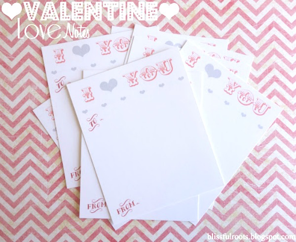 Printable Valentine Love Notes from Blissful Roots