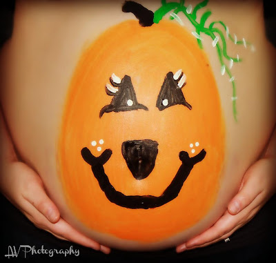 halloween pregnant pumpkin belly picture