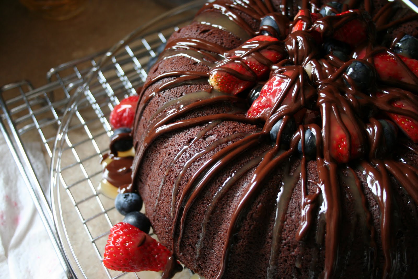 Naked Cupcakes Chocolate Bundt Cake with Fresh Berries