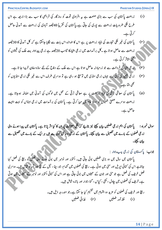 resources-of-pakistan-descriptive-question-answers-pakistan-studies-urdu-9th
