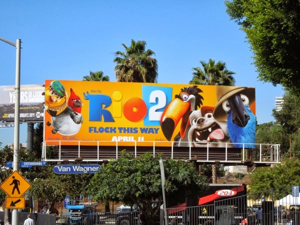 Rio 2 Flock this way movie billboard Sunset Strip Rio 2 Flock this way movie billboard