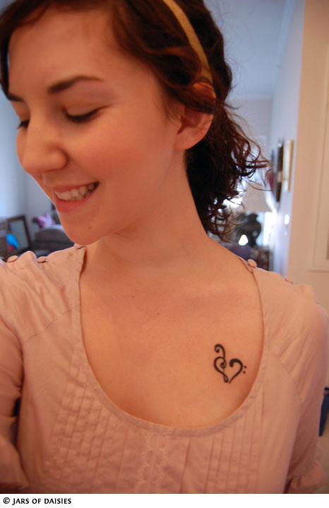 treble clef heart tattoo