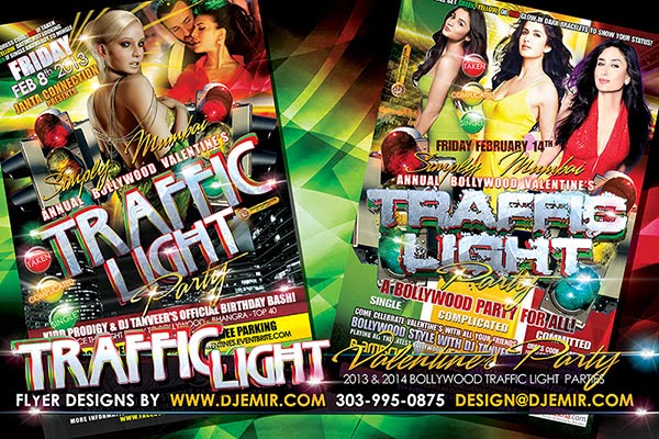 Bollywood Valentine's TrafficLight Party Flyer Design Bollywood Valentine's TrafficLight Party Flyer Design
