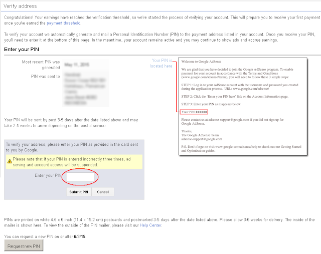 Cara Memasukkan PIN Verifikasi Google AdSense