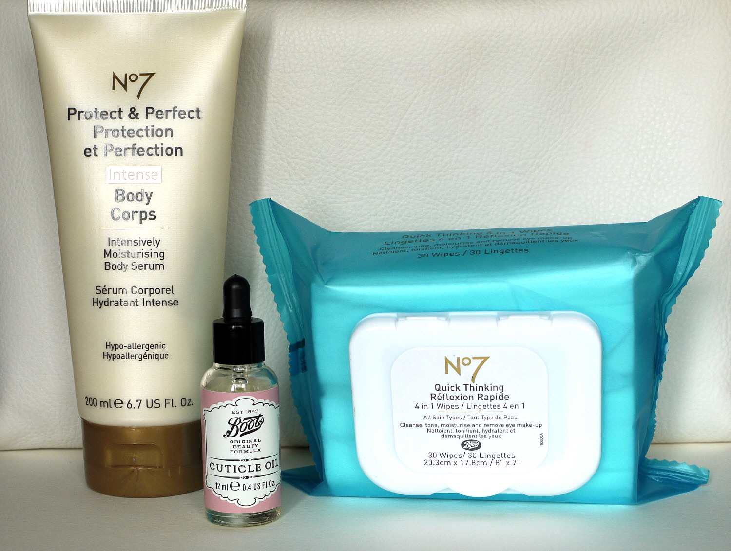 Category Beautiful Boots No7 Body Lotion, Face Wipes and Cuticle Oil