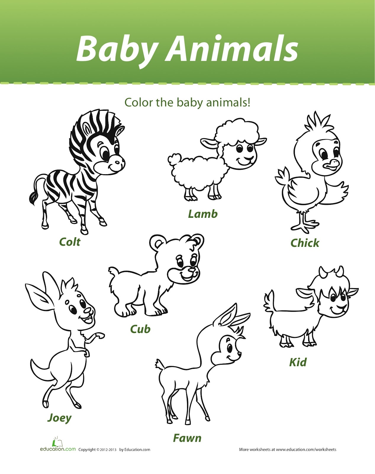 baby animal worksheet