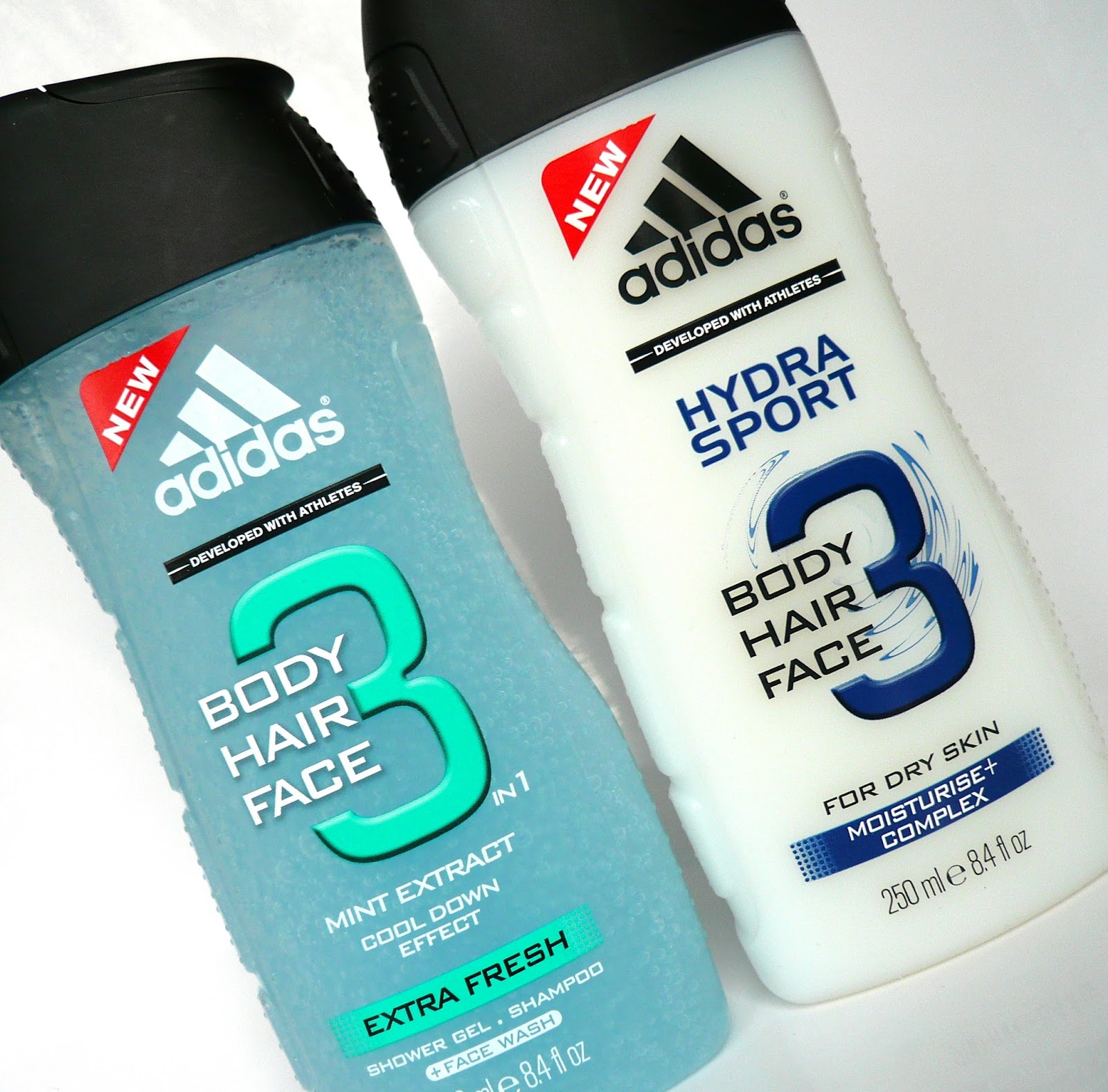Adidas For Men. Extra Fresh 3 in1 Shower Gel, Shampoo + Face Wash