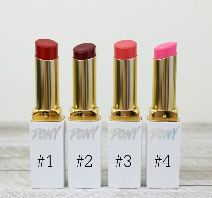 Memebox X Pony Blossom Lipstick Collection: Shades #01 Rose Garden, #02 Spring Romance, #03 Orange Dahila, and #04 Blooming Love. 미미뷰티 미미박스