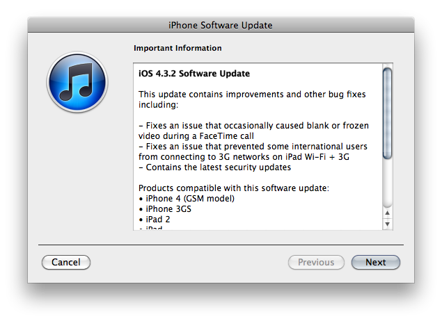 iOS 4.3.2 few hours ago,