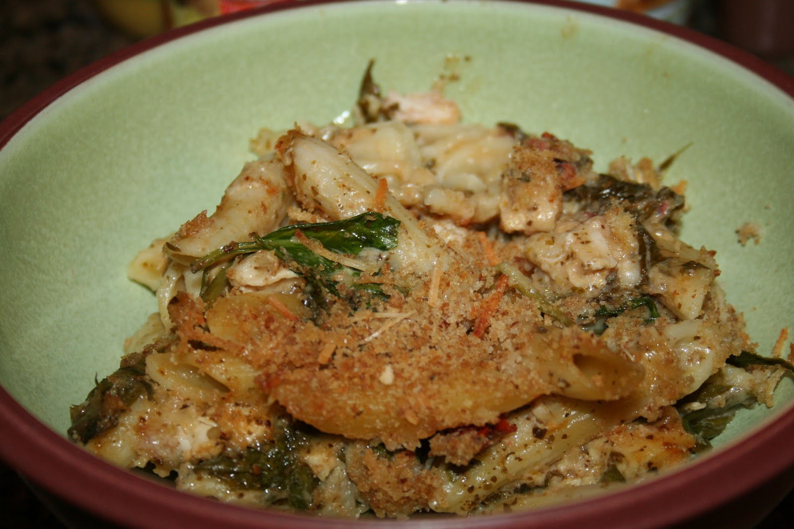 Momma Hawk Cooks Chicken Pesto Pasta Bake