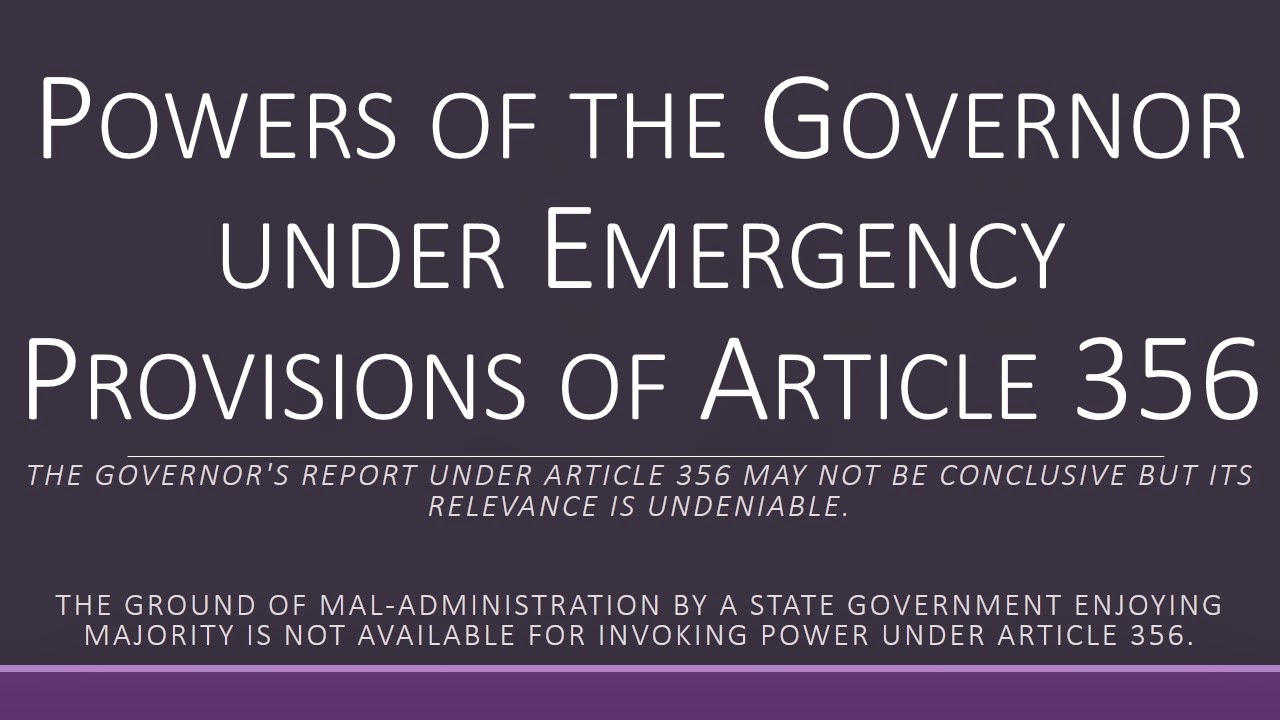 Desi Kanoon Law, Economics and Politics Powers of the Governor under