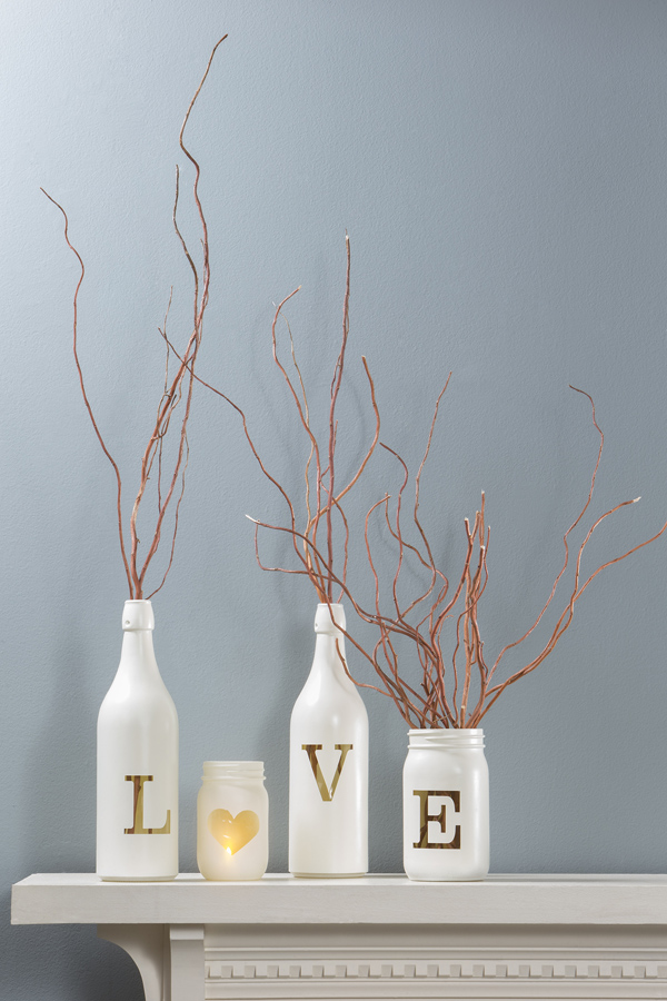Trendy Bottle and Jar Home Decor @craftsavvy @sarahowens #craftwarehouse #bottle #masonjar #diy #home #decor