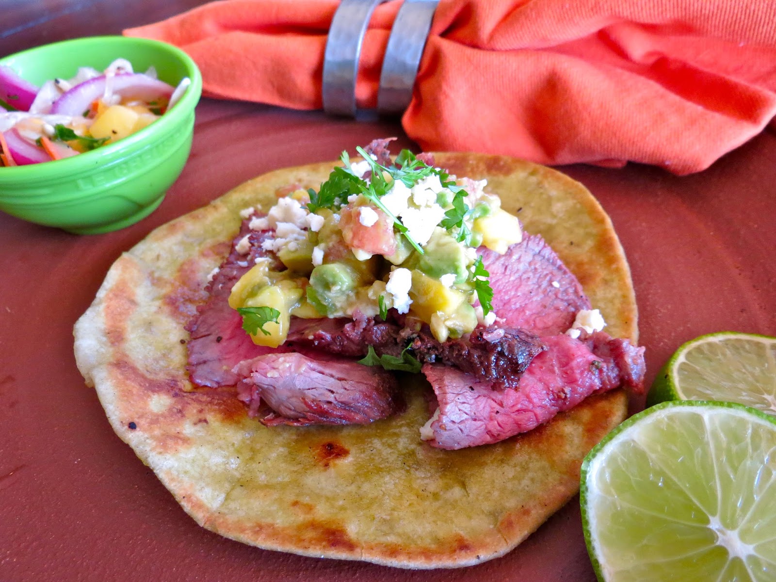 The Bee Cave Kitchen Tequila Lime Carne Asada Tacos with Mango