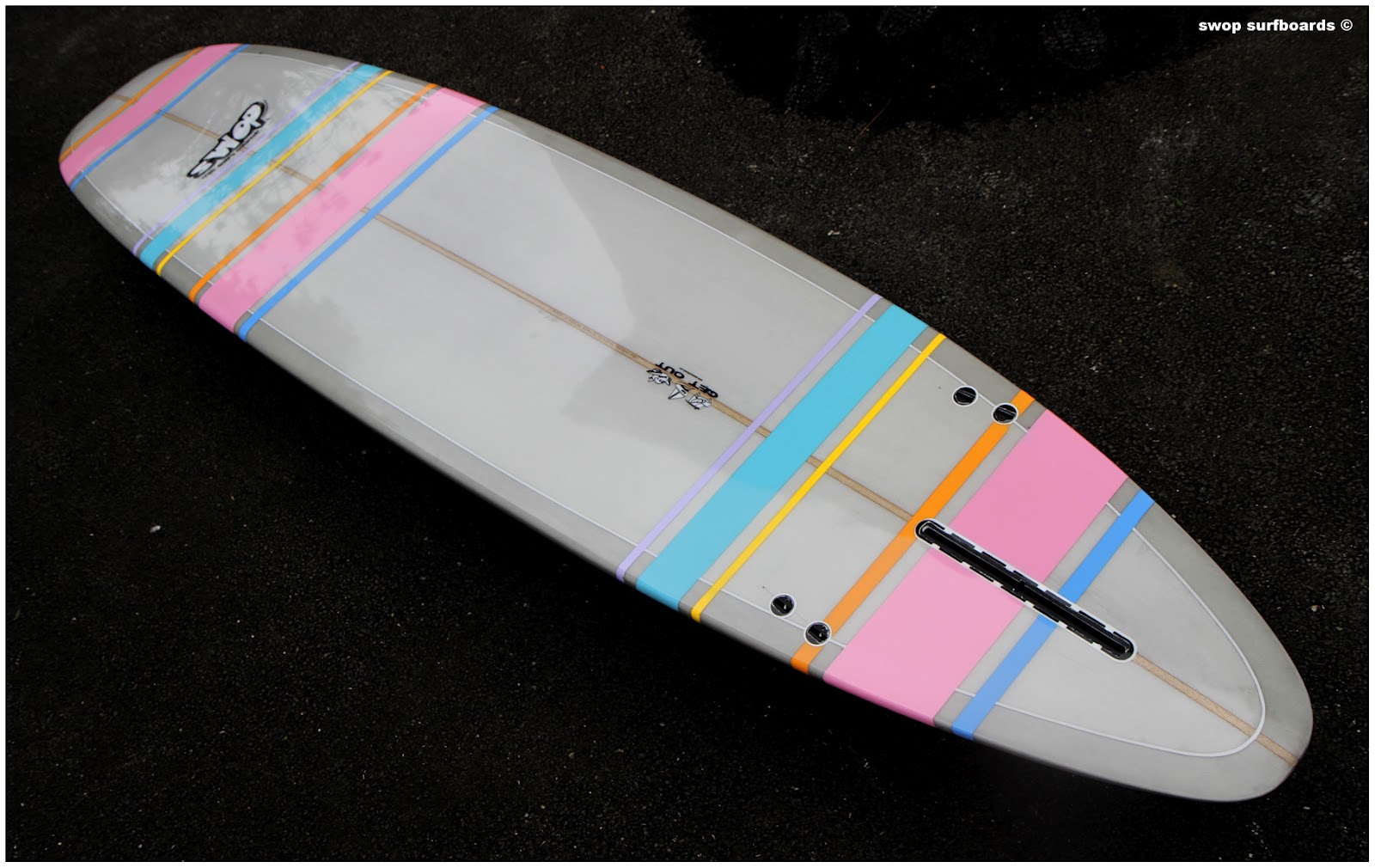 swop surfboards GREY LONGBOARD WITH STRIPES