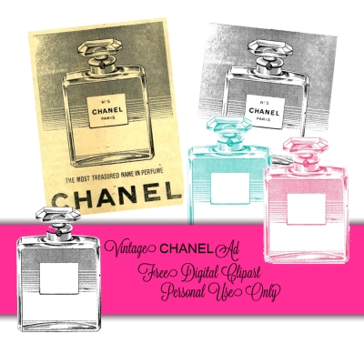 Sweetly Scrapped: Vintage CHANEL Ad Clipart And Perfume Bottle