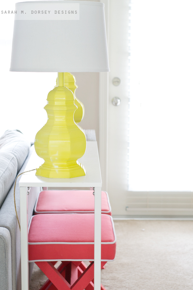 sarah m. dorsey designs Super Glossy Yellow Lamps + TN Living Room