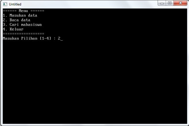 Program QBASIC Menu Sederhana untuk Menginput Data Mahasiswa (Laporan Akhir Lab. TI Dasar) Program QBASIC Menu Sederhana untuk Menginput Data Mahasiswa (Laporan Akhir Lab. TI Dasar)