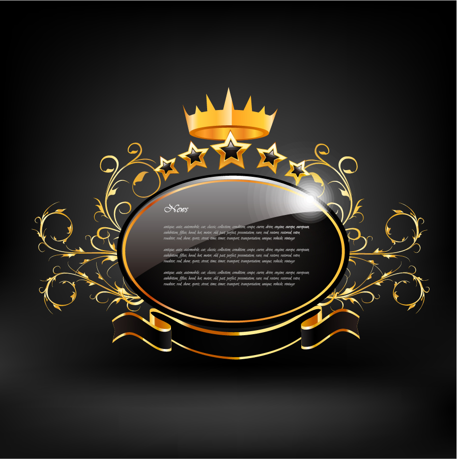 美しく輝く王冠のラベル Fine european crown label イラスト素材