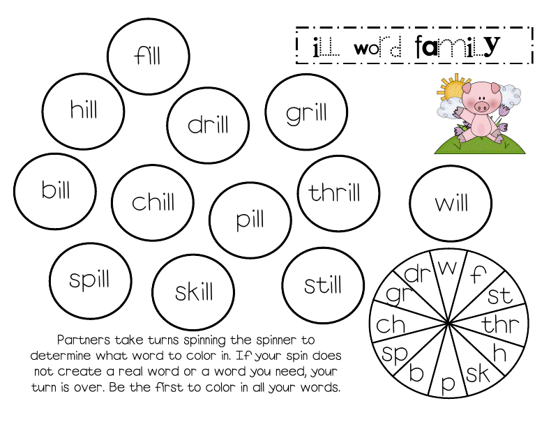 word family activities for kindergarten