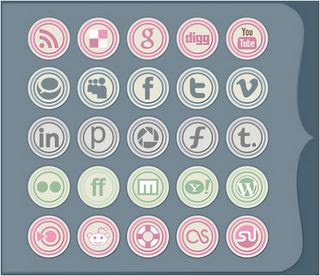 Retro Social Icon Set, Icons, Social Bookmarks Icons