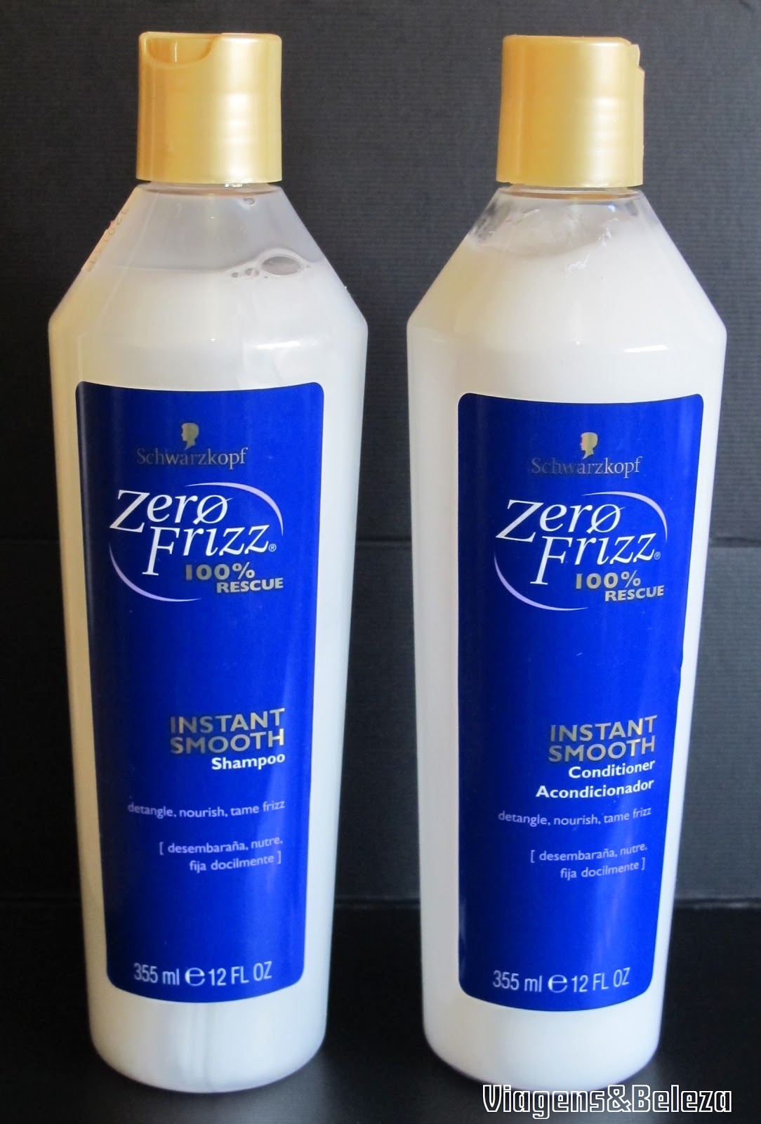 Tentando acabar com o frizz usando a dupla shampoo e condicionador Zero Frizz, da Schwarzkopf