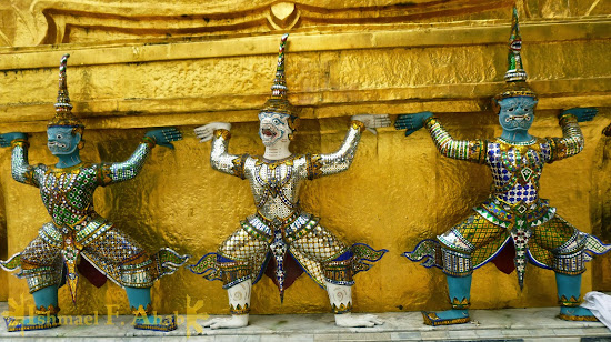 Demons carrying the temple in Bangkok Grand Palace