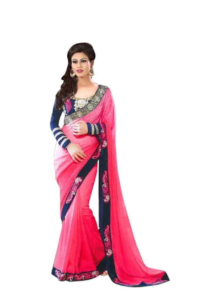 pink designed saree