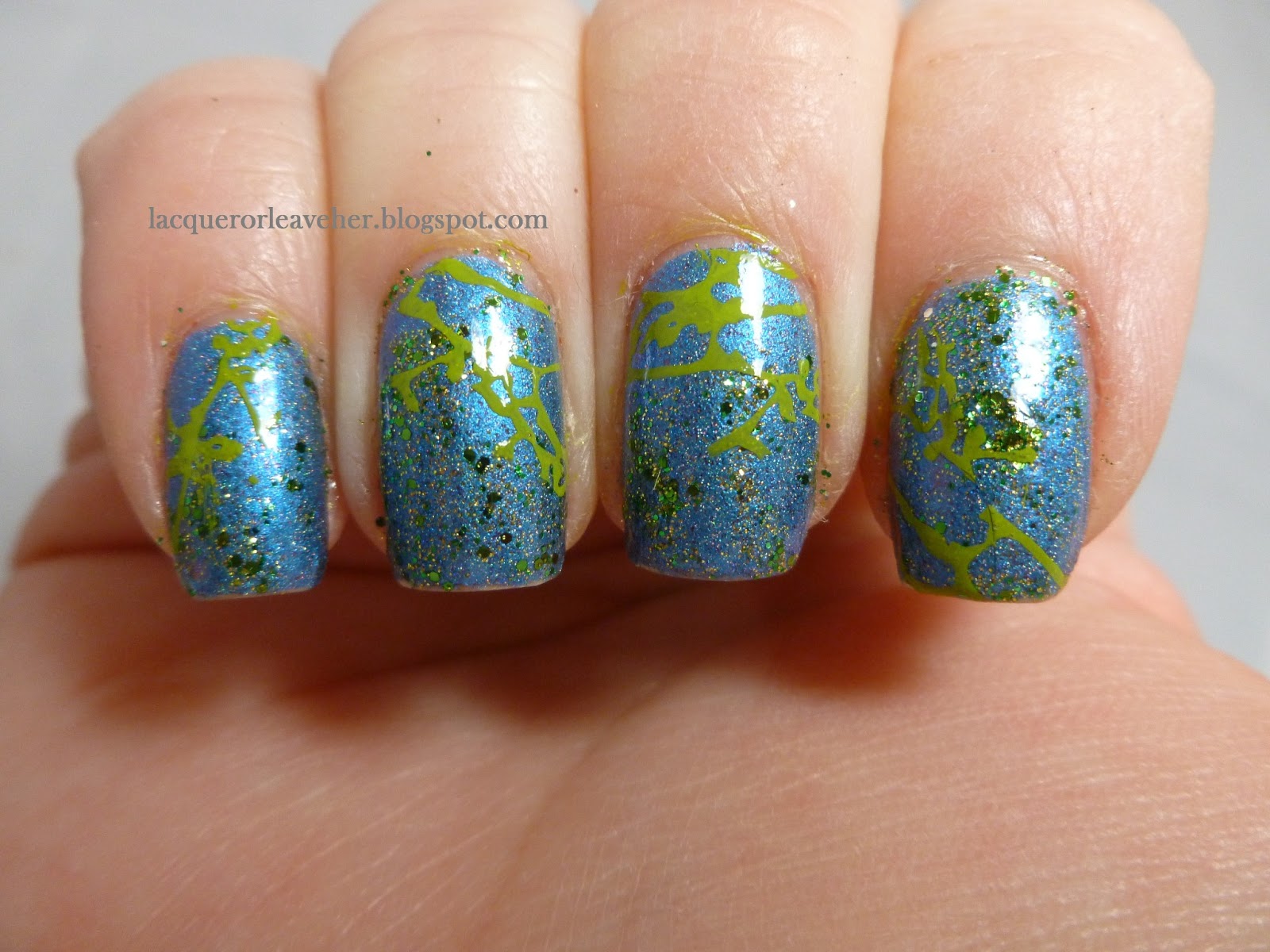 Lacquer or Leave Her! Before & After Glitter splatter