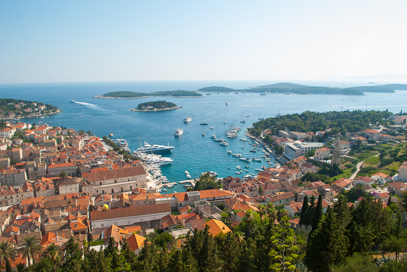 Stunning aerial view of hvar the lovely view of hvar from above. image