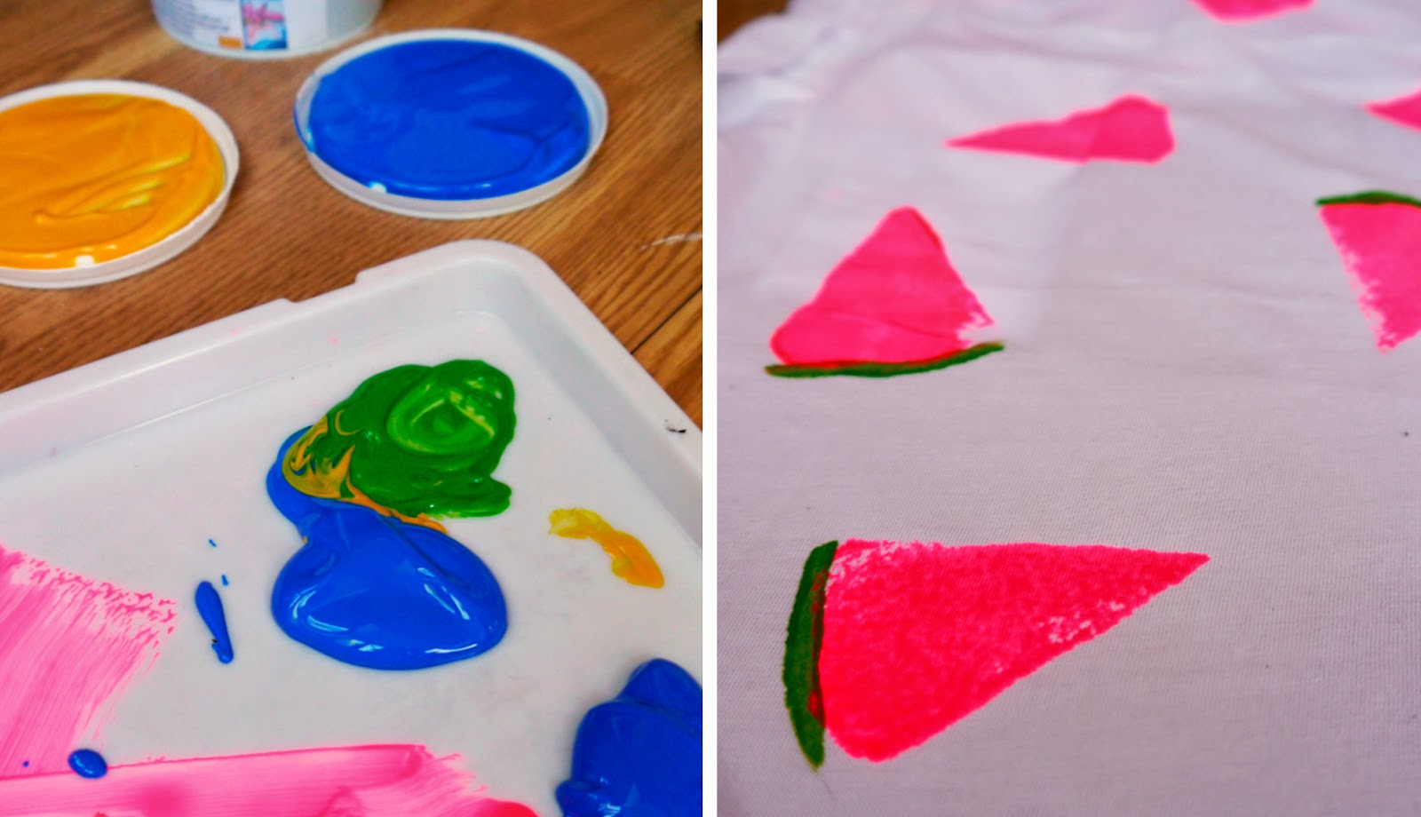 DIY, handmade, stamp, summer, watermelon, tropical, t shirt, easy, step by step, how to